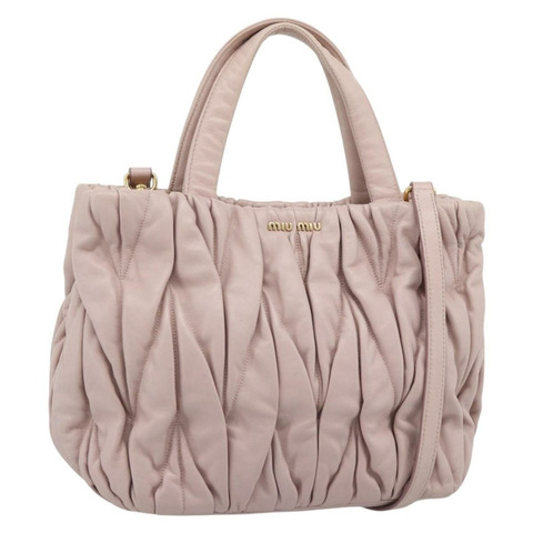 Miu Miu 手提包 皮革 兩用 粉紅金 5BG061 正品 am12025V