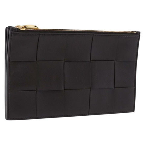 BOTTEGA VENETA MAXI INTRECCIATO 手拿包皮革深棕金色正品 ki6767M