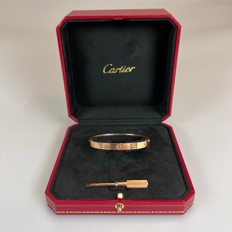 CARTIER B6035616 玫瑰金舊款寬LOVE 手環