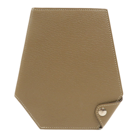 HERMES Chevre皮革Clochette Compact Wallet長錢包Etoupe