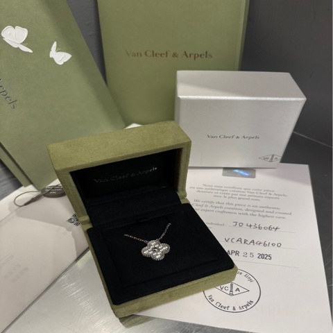 Van Cleef & Arpels VCA Vintage Alhambra 滿鑽白金 四葉草｜Classic Trend CT精品｜台北東區實體