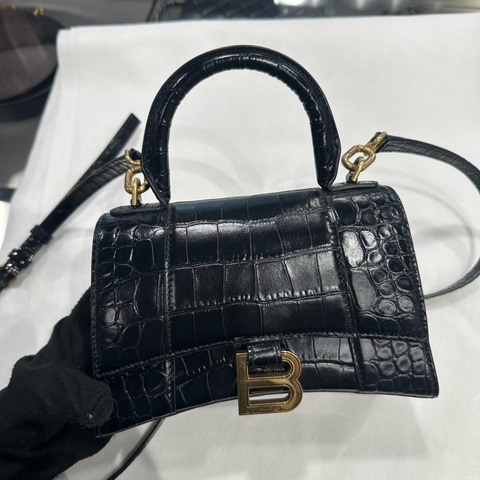 Balenciaga Hourglass XS 沙漏包 黑金 鱷魚紋｜Classic Trend CT精品｜台北東區實體