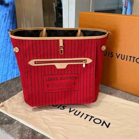 Louis Vuitton路易威登NEVERFULL 中號紅色雙面托特包購物袋肩背包