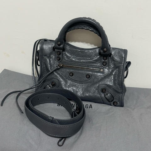 Balenciaga巴黎世家新款鐵灰機車包小號