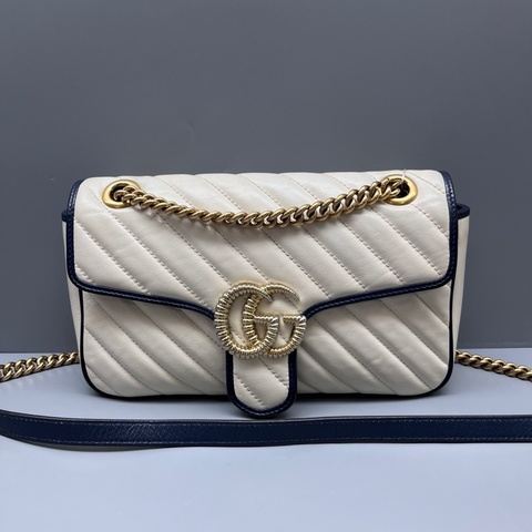 GUCCI 97新 拼色marmont中號鏈條包