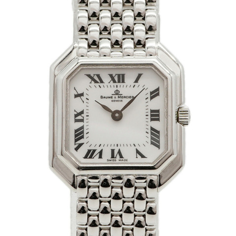 名士 (Baume & Mercier) 750 WG 18259 白色錶盤小姐腕錶