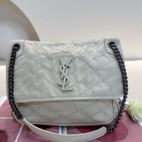 YSL聖羅蘭/Saint laurent 奶油白NIKI中號 奶呼呼的奶油白搭配油臘皮 可鹽可甜