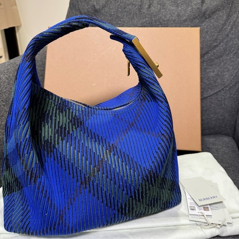 BURBERRY 專櫃正品 8082048 藍色PEG 中號 手提包 肩背包