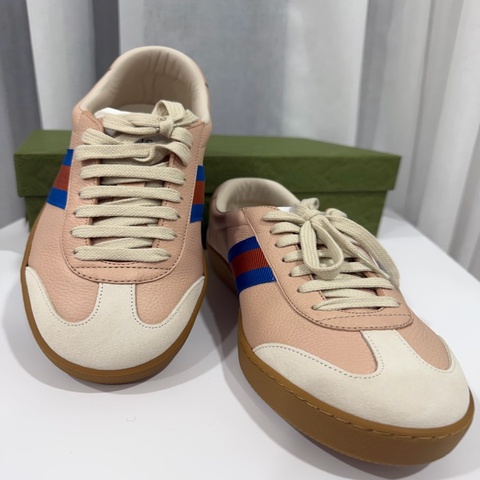 全新Gucci 板鞋/運動鞋/粉色麂皮