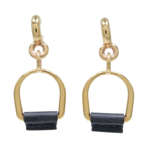 HERMES Swift皮革/金屬Heritage Equestre Etrier Earrings耳環