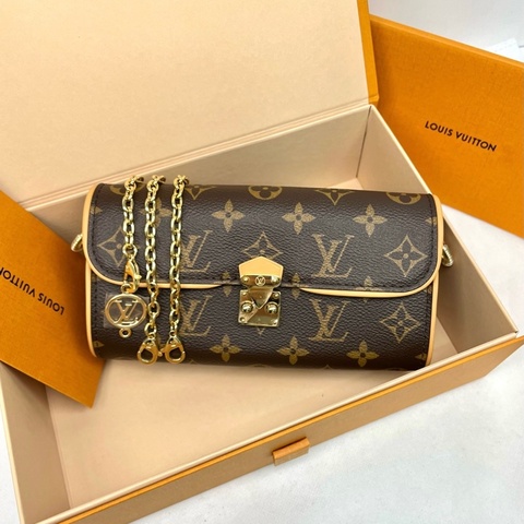 lv 路易威登 老花pochette Camille雙鏈條肩背包斜背包 芯片款