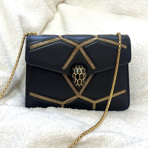 (保留中)Bvlgari Serpenti Forever 限量黑色菱格蛇頭包