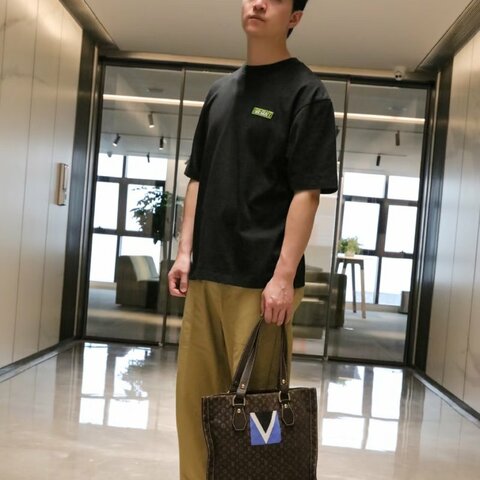 LV 經典老花帆布手提托特包 35*39.5 98新配件塵袋