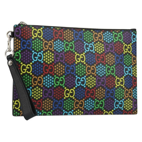GUCCI GG迷幻手拿包 PVC多色銀 601087 正品 145251V