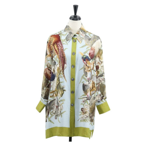 愛馬仕長袖真絲T卹「H de LINARES」綠色正品 am9718