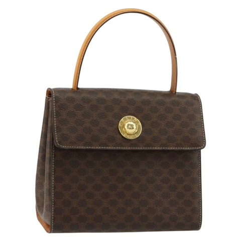 CELINE Macadam帆布手提包 PVC皮革 棕色 金色 正品 ar13796