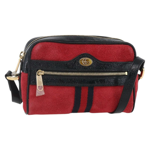 GUCCI Sherry Line 單肩包 絨面革 黑色 紅色 517350 正品 155060