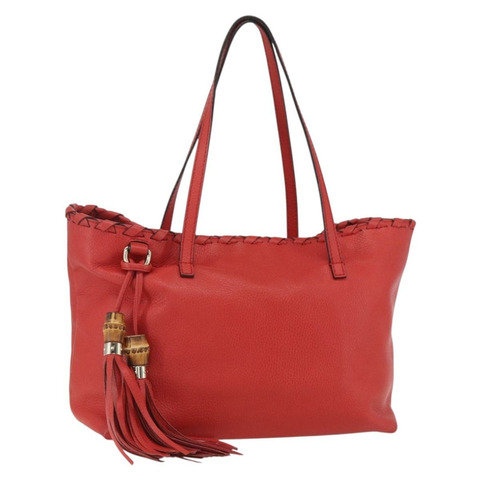 GUCCI 竹節 Indy 手提包 皮革 暢貨中心 紅色金色 354665 正品 156606