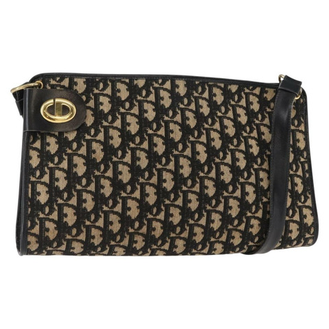 Christian Dior Trotter帆布鏈條單肩包 黑色 金色 正品 157804