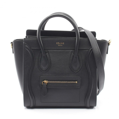 CELINE Luggage Nano Shopper 2WAY 手提包，黑色皮革，二手女款