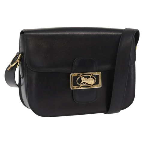 CELINE 黑色金色皮革肩背包，正品編號 160698