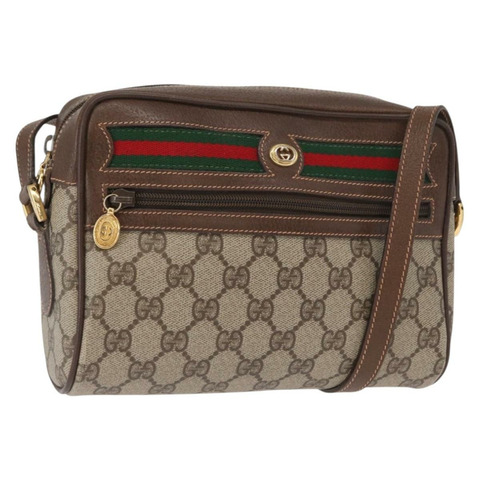 GUCCI GG Supreme Web Sherry Line 單肩包 PVC 米色 56 02 087 正品 161551