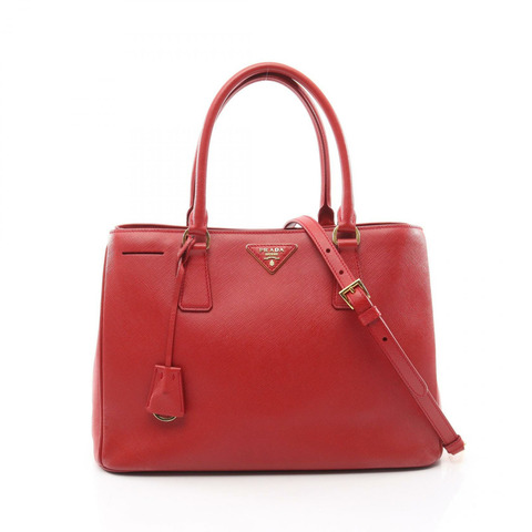 PRADA SAFFIANO LUX Galleria 單肩手提包，紅色 Saffiano 皮革，二手女士款
