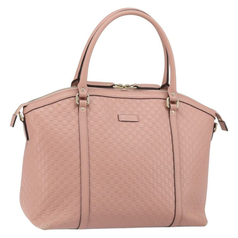 GUCCI Micro GG 帆布 Guccissima 手提包 皮革 粉紅色 金 449657 正品 161597