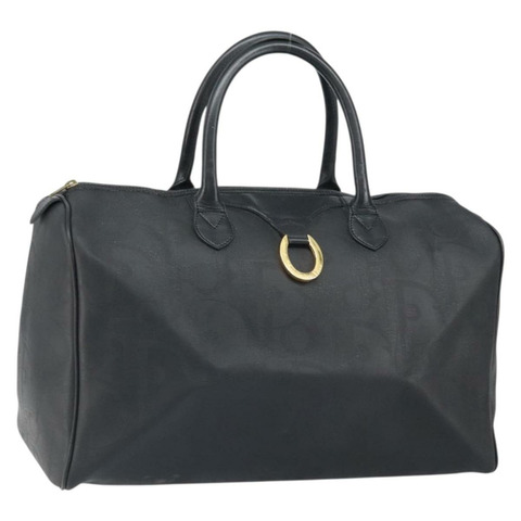 Christian Dior Trotter帆布波士頓包 PVC黑色金色 正品 164537