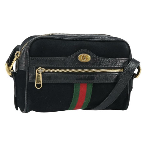 GUCCI GG Marmont Web Sherry Line 手提包 麂皮 黑色 金色 517350 正品 164792