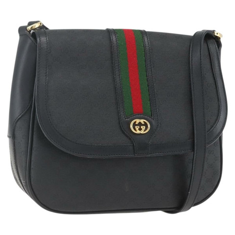 GUCCI Micro GG Supreme Web Sherry Line Bag PVC Black 001 115 0914 Auth 167932