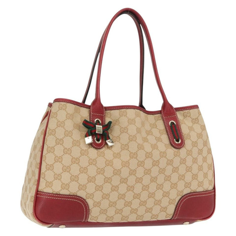 GUCCI Pretty GG帆布織帶雪莉系列手提包 米色 金色 163805 正品 168644