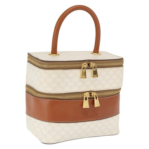 CELINE Macadam帆布化妝包 PVC 白色金色 正品 168649