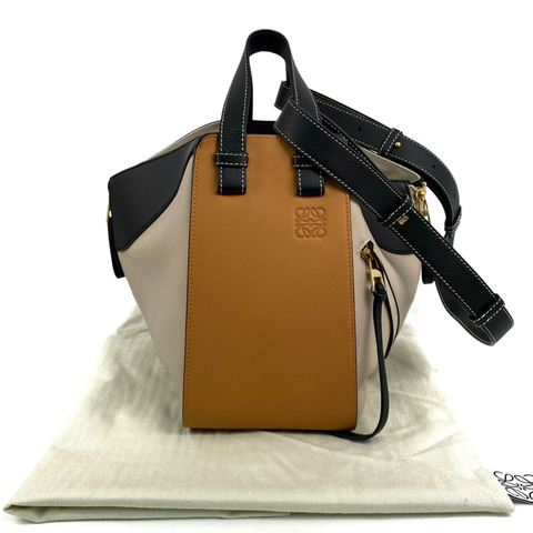 △ LOEWE 羅意威 Brown, Black, Beige Calfskin Hammock 2 way bag 啡色, 黑色, 灰色小牛皮兩用袋-267013764