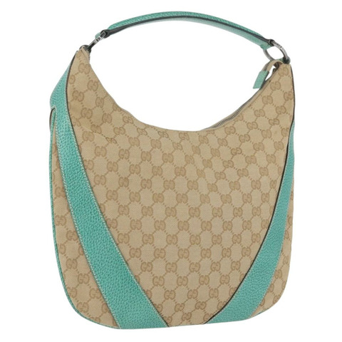 GUCCI GG帆布肩背包 米色 薄荷綠 銀色 124357 正品 BA11129