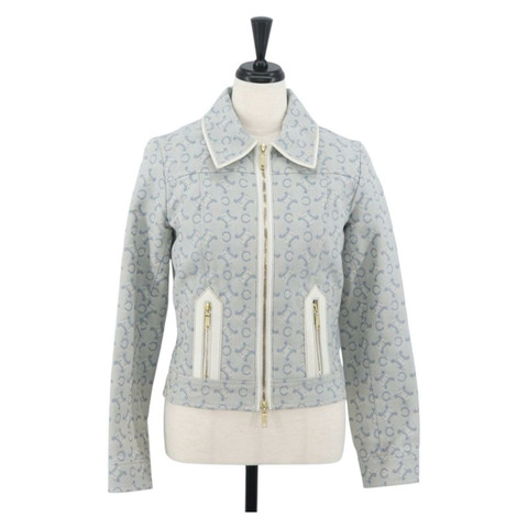 CELINE C Macadam 帆布外套 淺藍色 正品 AMZ552M