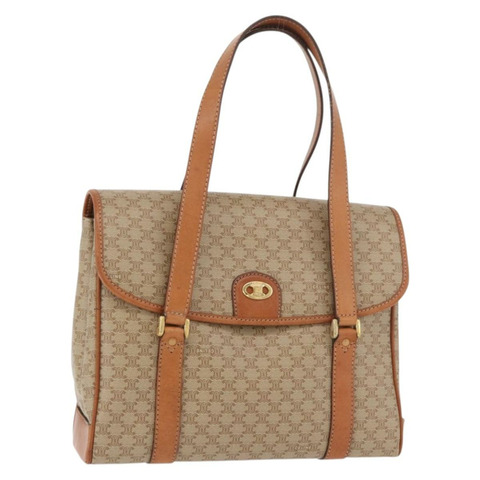 CELINE Macadam帆布手提包 PVC 米色 金色 正品 am11418A