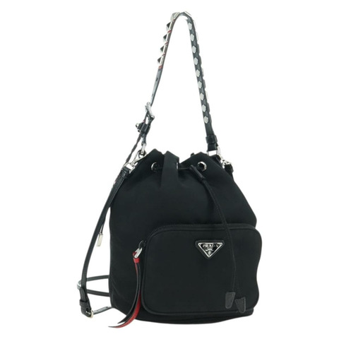 PRADA 尼龍雙肩包 黑色銀色 正品 175065SAM