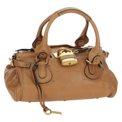 Chloe Paddington 手提包，棕色、銀色、金色皮革，正品，貨號 177046SAV