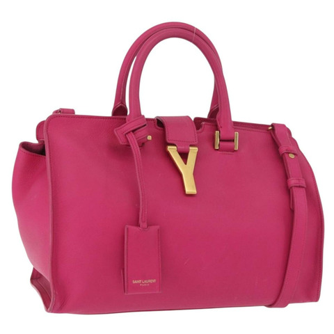 SAINT LAURENT Petit Cabas 手提包 皮革 2way 粉金配色 正品 178276A