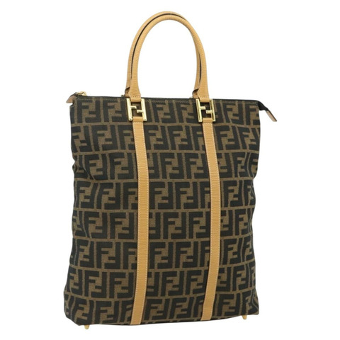 FENDI Zucca帆布手提包 黑色棕色 正品 178688A