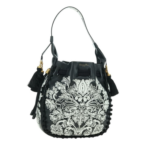 Christian Dior 黑色金色皮革肩背包，正品編號 178502SM