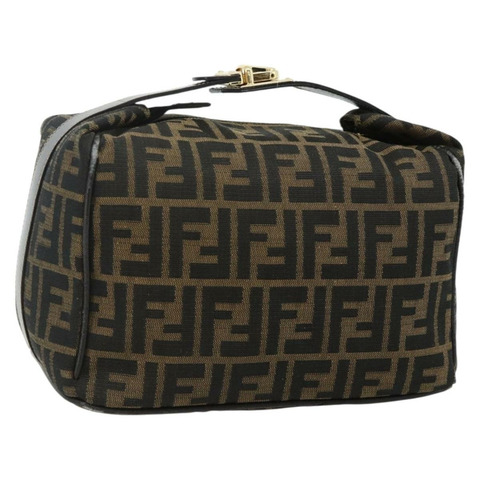 FENDI Zucca帆布化妝包 棕色 黑色 正品 178970