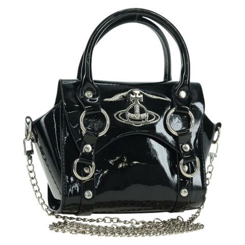 Vivienne Westwood 鏈條 Betty 包 漆皮 兩用 黑色 銀色 正品 179105V