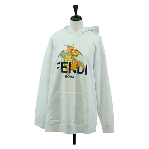 FENDI FENDI x FRGMT x POKMON 連帽衫 Kairyu 棉質 XS 白色 正品 am11639SM