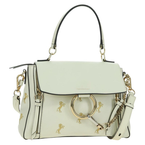Chloe Fay 手提包 皮革 兩用 白色 金色 正品 am11624V