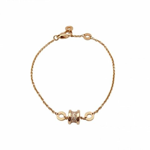 BVLGARI B.ZERO1小蠻腰手鏈滿鑽18K玫瑰金/鑽石S-M碼