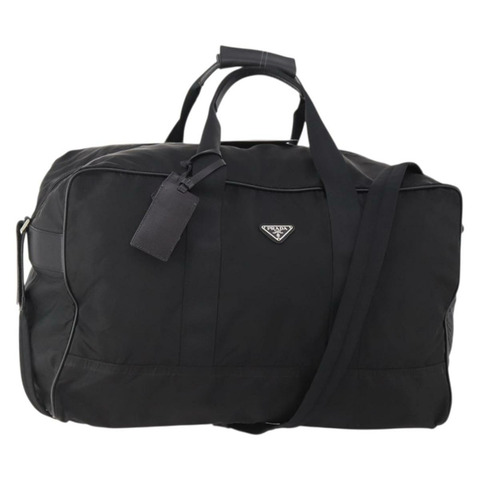 PRADA 波士頓包 尼龍 2way 黑色 銀色 Auth 178374