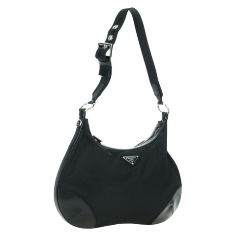 PRADA 肩背包 尼龍 黑色 銀色 正品 179432SAV