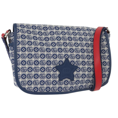 GUCCI 兒童肩背包 帆布 銀藍色 664143 正品 BA12815